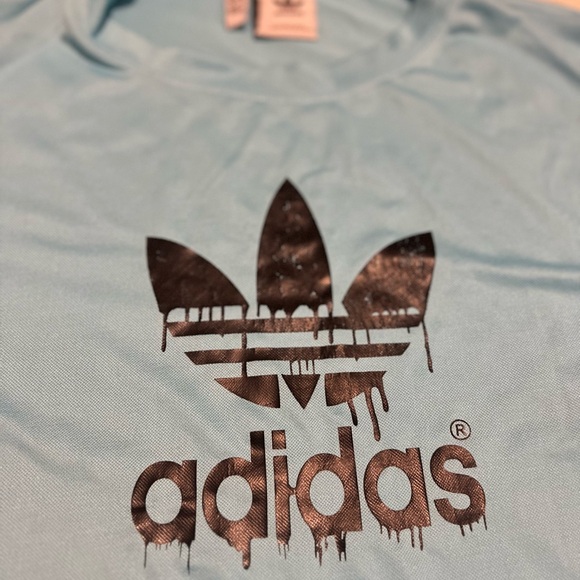 Adidas Baby Blue Trefoil Drip Logo T-Shirt Y2K Sreetwear Casual Tee Men’s 2XL - Picture 3 of 5